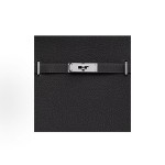 HERMES Jypsiere Gypsy silver buckle crossbody bag for women, Noir black